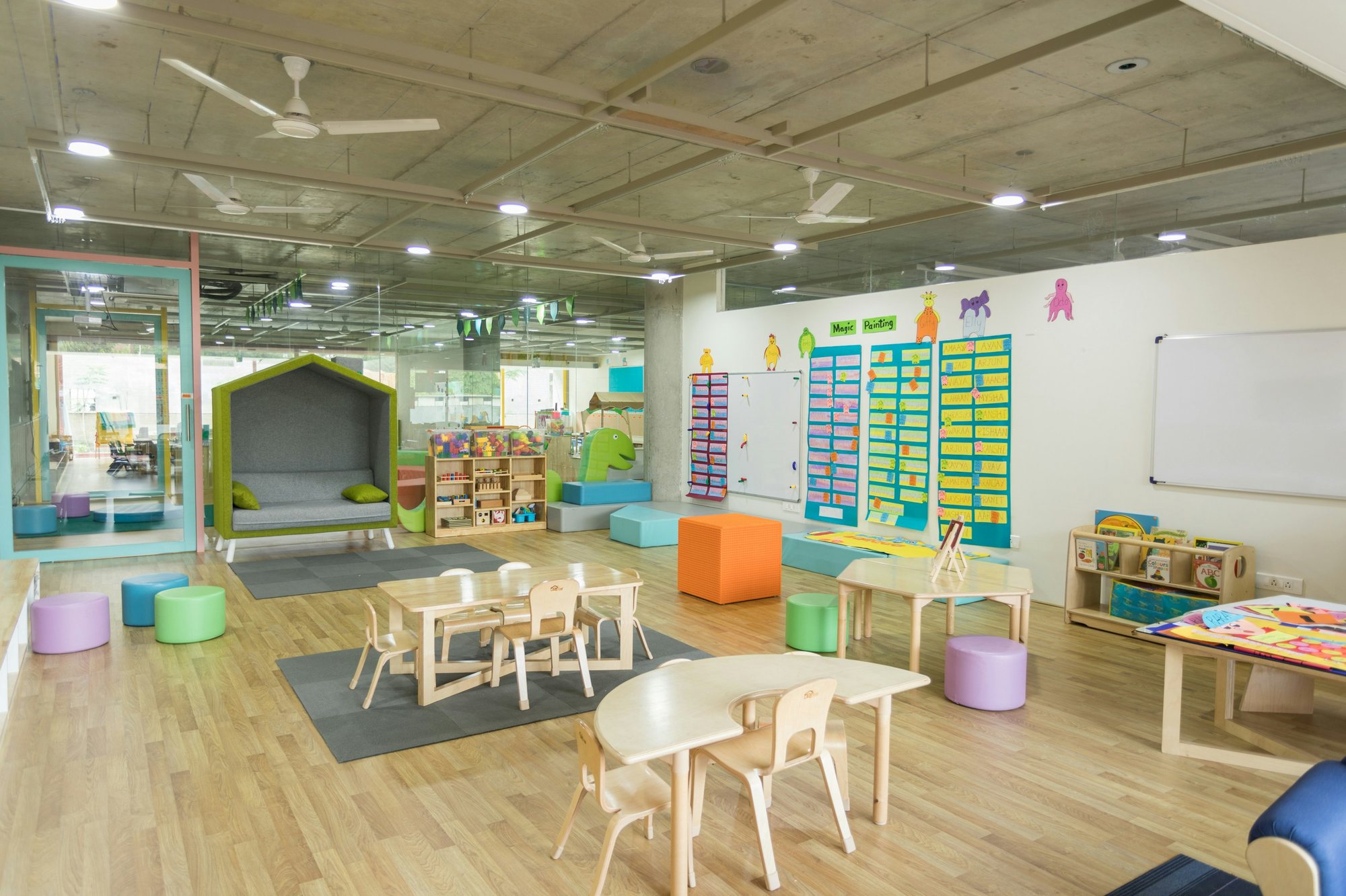A bright children's day nursery playroom